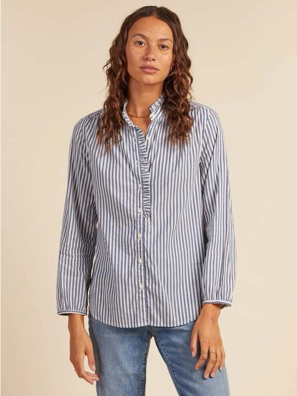 Trovata Birds of Paradise Michelle Navy Stripe Blouse